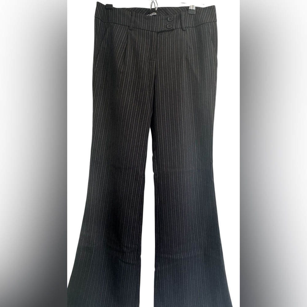 SCAMES black Pinstripe Dress Pants